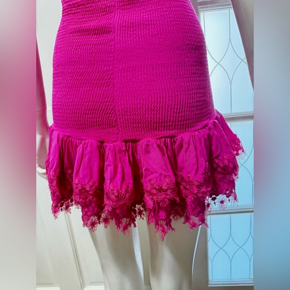 Peixoto 100% Rayon Fuchsia Lace Detail Top short Dress Size Medium. J-29 - Picture 10 of 16